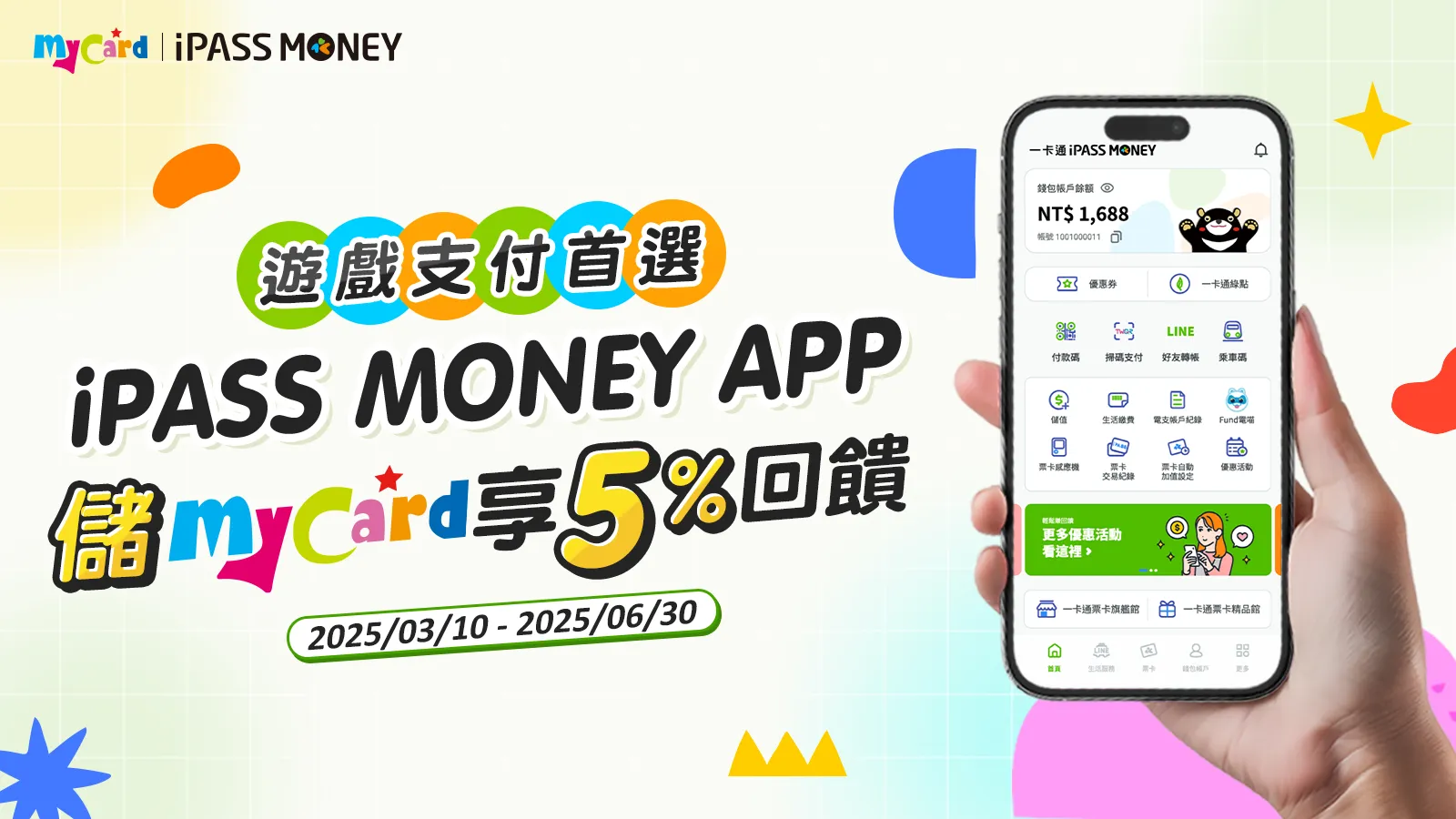 MyCardｘiPASS MONEY．樂享最高5%回饋