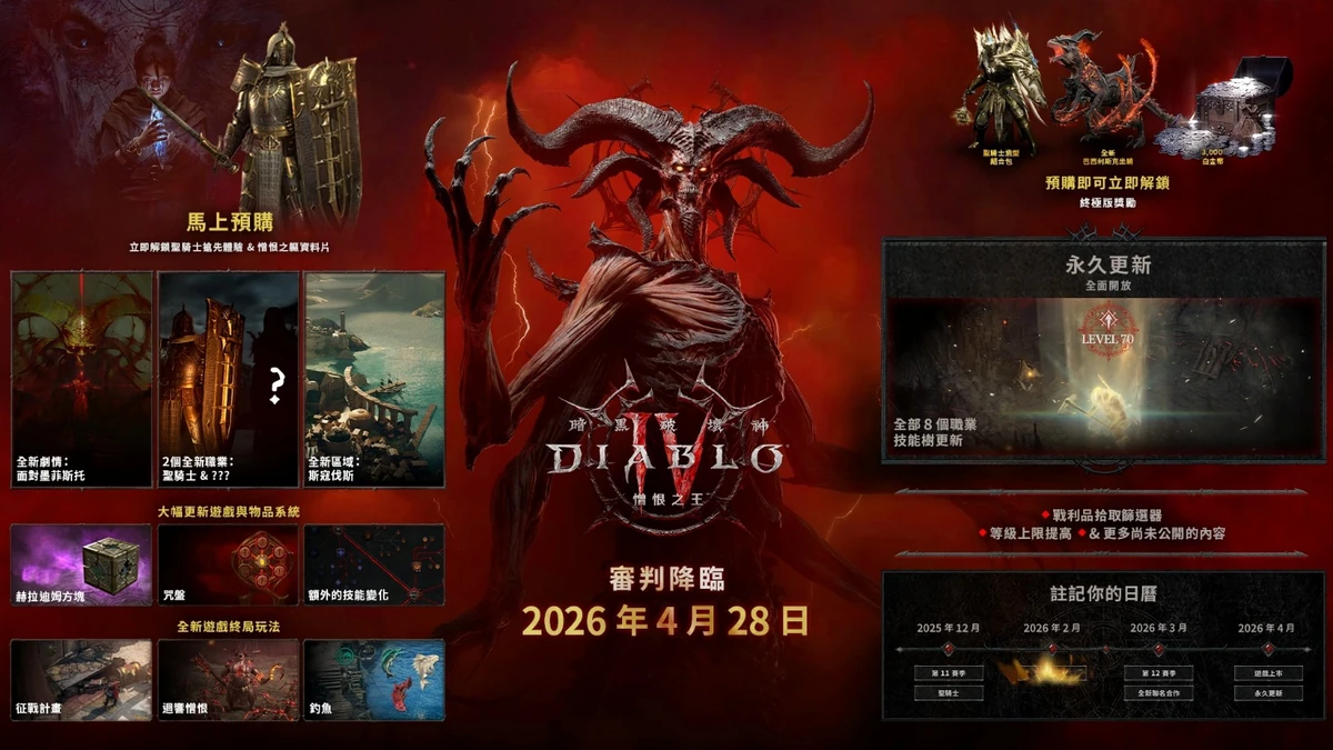 《暗黑破壞神®IV：憎恨之王™》現已開放預先下載！