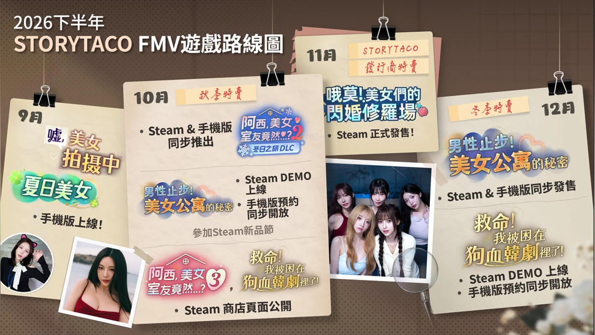 STORYTACO 2026下半年FMV遊戲路線圖公開！《阿西，美女室友竟然…？3》、SHOWBOX合作、跨國企劃齊發
